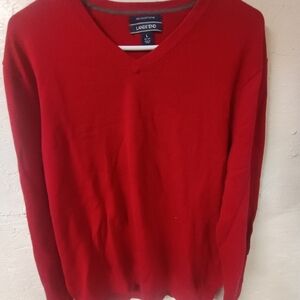 Lands' End Woman's V-Neck Sweater in Red
